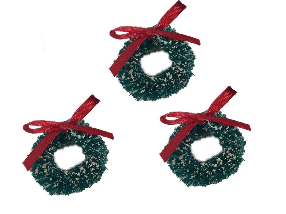 Dolls House Snowy Green Decorated Christmas Wreath Miniature Door Accessory 1:12