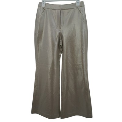 Express Editor Flare Trouser High Rise Metallic Champagne Gold Pants 6S NEW