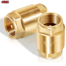 2Pcs 3/4" IPS Brass In-Line Check Valve, Female Iron Pipe (FIP) Threaded, 1-Way