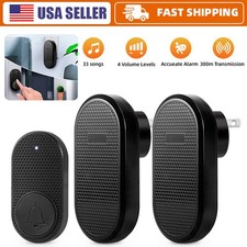 Wireless Doorbell Waterproof 2 Plugin Receiver Adjustable Volume 33 Chime 1000FT