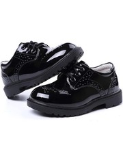 Boys Girls Shiny Oxford Lace Up School Uniform Dress Shoes - size 7.5 Toddler