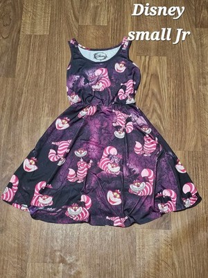 Hot Topic Disney Cheshire Cat Print Skater Dress Fit & Flare Cosplay Jr Sz Small