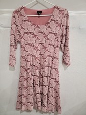 Torrid Mauve Pink Brushed Lace Mini Skater Dress Pockets Size 00 M/L Fit  Flare