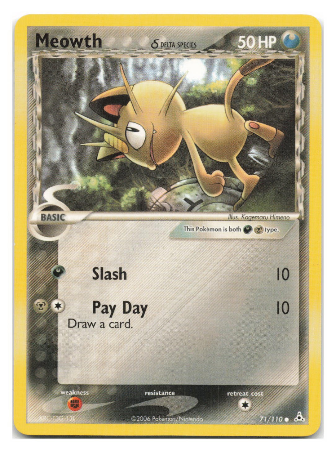 Meowth 71/110 Common Holon Phantoms Pokemon 2006