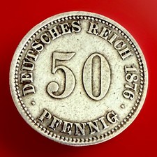 50 Pfennig 1876 A Deutsches Reich Silbermünze Vorzüglich