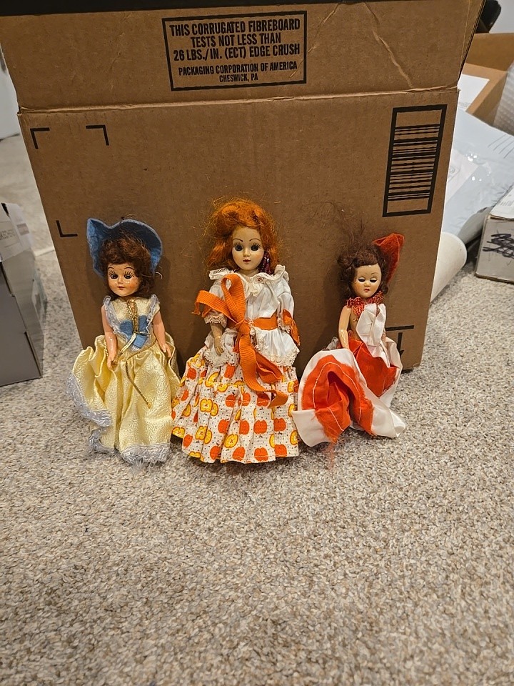 Vintage Doll 8” Sleepy Eye Plastic Full Fancy  Dress Lot Of 3