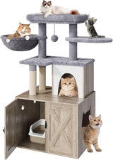 Litter Box Enclosure with Cat Tree,Cat Tree with Litter Box Enclosure,Hidden Pet