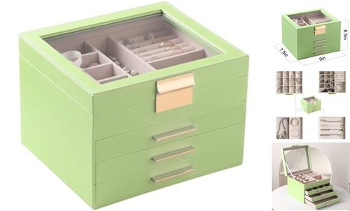 Clear Lid Jewelry Box,4 Layers Jewelry Organizer Large Multi-Functional