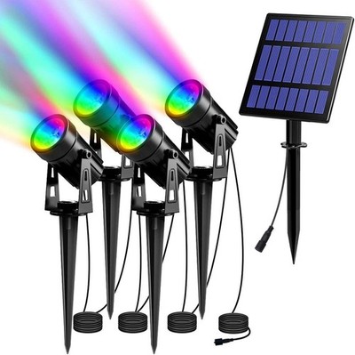 4 IN 1 Solar Spotlight LED Landscape Lights RGB Color Changing Outdoor Lawn Lamp