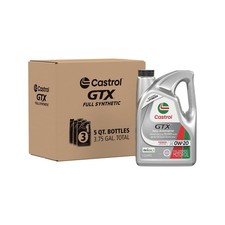 Castrol GTX Full Synthetic 0W-20 Motor Oil, 5 Quarts, Pack of 3
