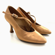 Ray Rose Nimbus Size 5 Ballroom Latin Dance Heels 3" Flared Heel Flesh Satin