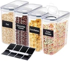 Set of 4 4L Airtight Storage Containers Cereal Food Dry Kitchen Pantry Dispenser