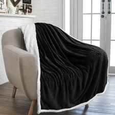 Sherpa Throw Blanket for Couch Sofa Fleece Soft Jacquard Microfiber Reversible
