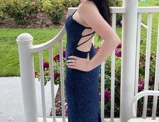 Windsor navy blue sparkly prom dress size extra small