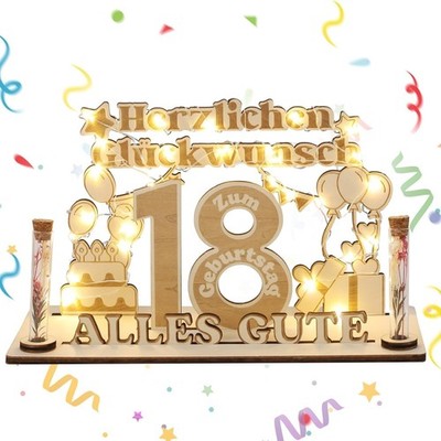 Money Gift 18th Birthday, Wooden Sign Guest Book 18th Birthday with LED Fairy...