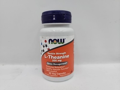 NOW Foods Double Strength L-Theanine 200 mg 60 Veg Caps Exp 5/28