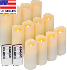 12 Pc Flameless LED Candles with Remote  Timer, Outdoor Waterproof, Flickering