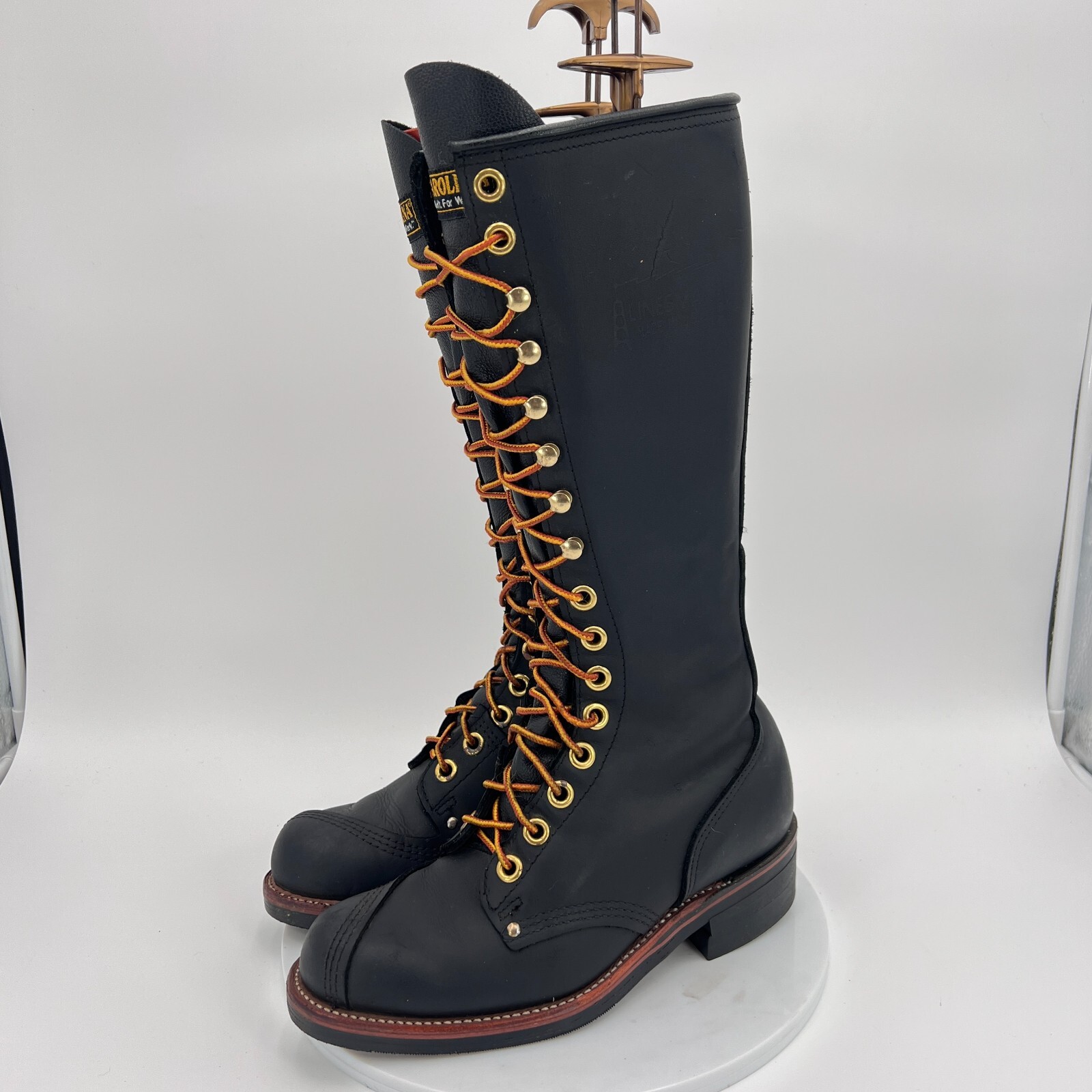 Carolina 923 Men Size 7 Black Leather Pole Climber Linesman 16" Tall