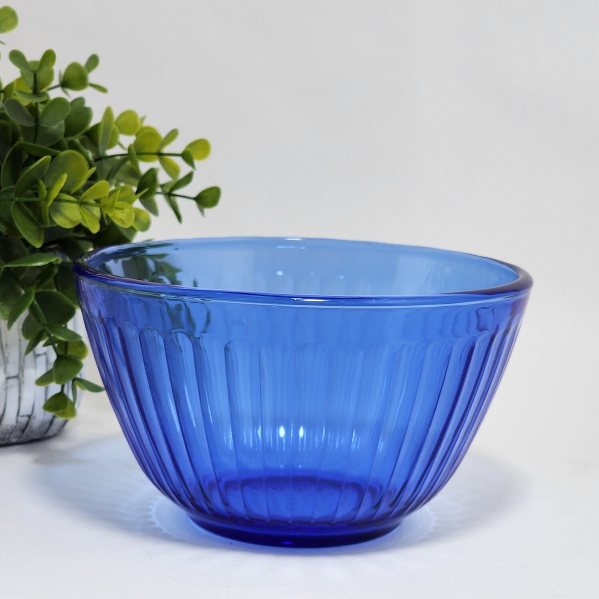 Pyrex 3 Cup Mixing Serving Bowl Cobalt Blue Glass Ribbed 7401-S