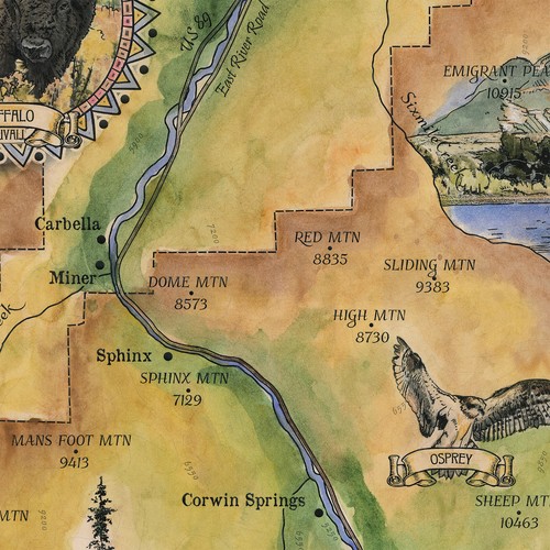 Póster vintage de decoración de pared para el hogar y regalo de mapa de Paradise Valley Montana - Imagen 6 de 45