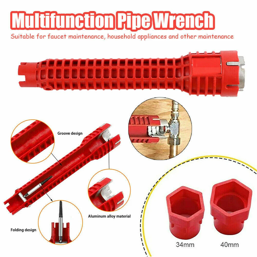 Multi-Tool Faucet & Sink Installer Pipe Wrench for Plumbers and DIY Home Kitchen Repairs