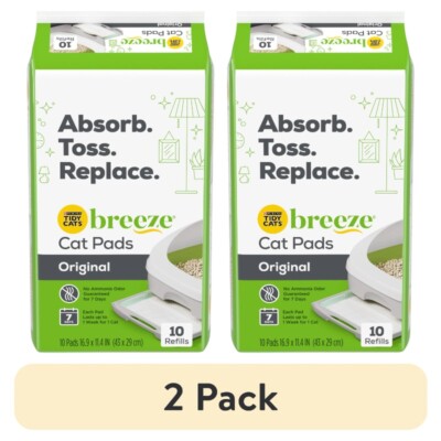 Cats Breeze Absorbent Cat Litter Pads,24/7Odor Control, Refill Pack,10 ct. Pouch