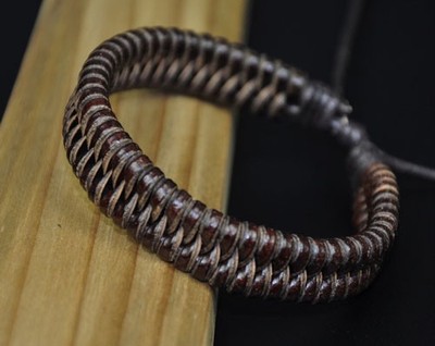 Braccialetto Uomo Pelle Intrecciata Braccialetto Surfista In Pelle Intrecciata Marrone - Polsino Classico Uomo, Stile Western Biker, JS83 Braccialetto Cuoio Finto Intrecciato - Foto 11