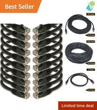 10-Pack 25' Cat5e Snagless Ethernet Patch Cable - High-Speed Black Connectors