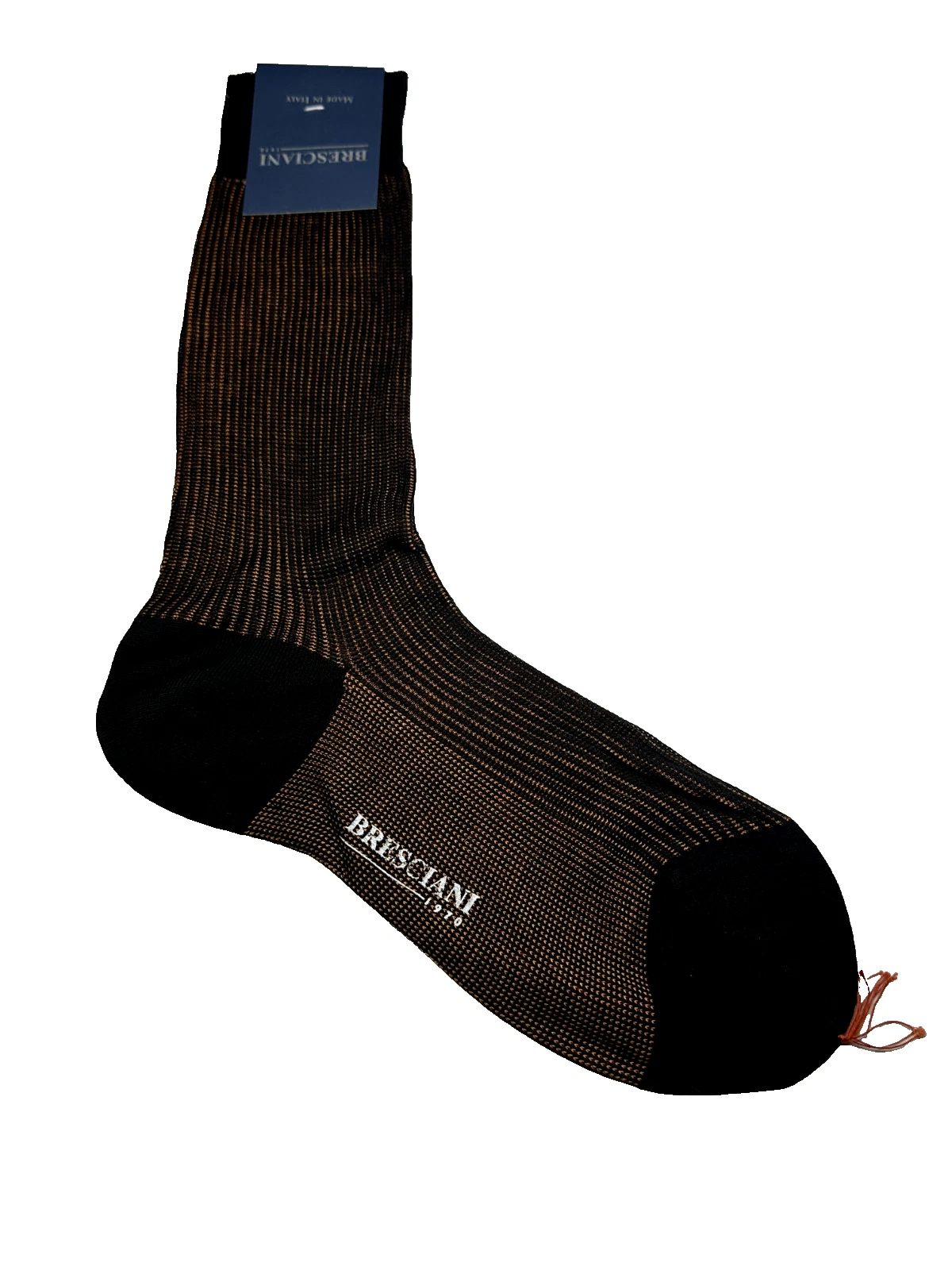 BRESCIANI Men Italian Socks Black/Brown 100% Cotton Size Small New
