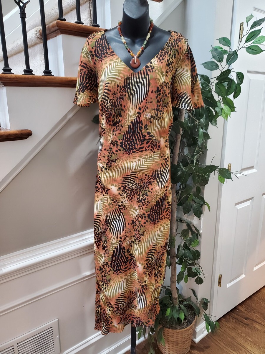 Kemp Collection Women's Brown Polyester V-Neck Short Sleeve Long Maxi Dress 18W | eBay Kemp Collection Women's Brown Polyester V-Neck Short Sleeve Long Maxi Dress 18W | eBay