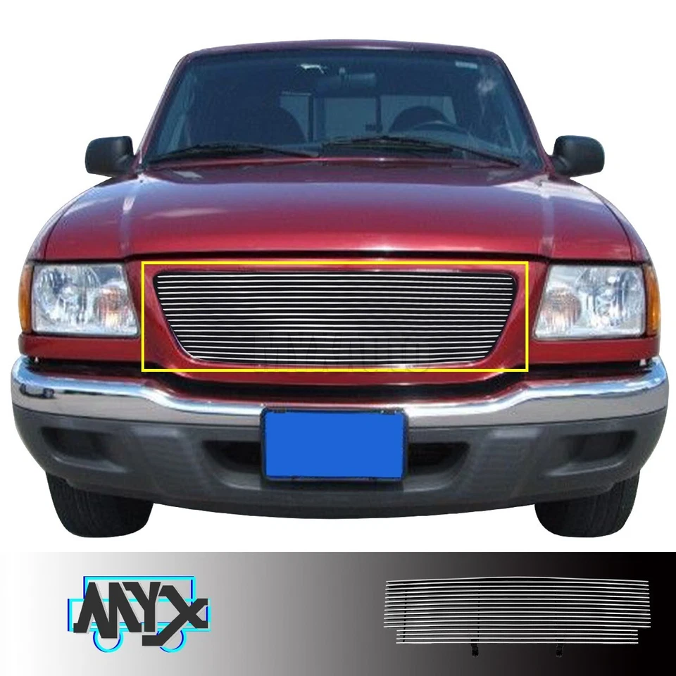 Fits 2001-2003 Ford Ranger XLT / XL 2WD Shell Closed Billet Grill Upper Grill Foto 3 de 4