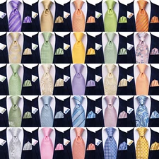 Mens Tie Striped Necktie Red Silver White Ties Hankerchief Cufflinks Set