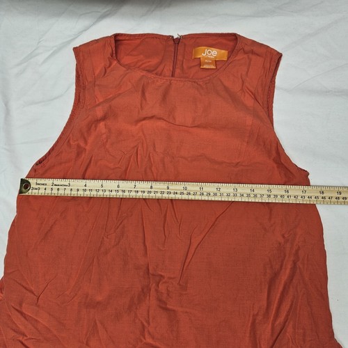 Joe Fresh Womens Dress Orange Peach Sleeveless Size Medium Half Zip Lined Floral - Picture 6 of 10