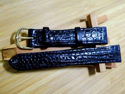 Authentic Handcraft 100% Genuine Crocodile Black Leather 18MM Watch Strap #6 