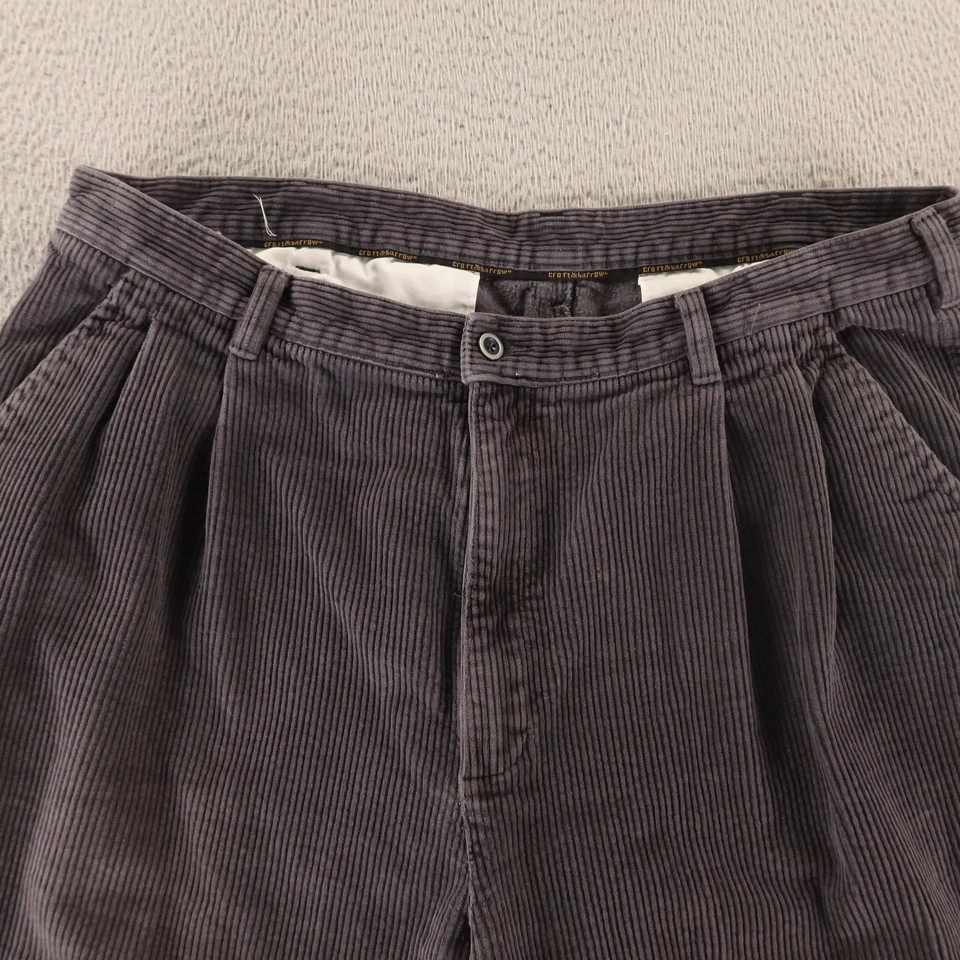 Pantalones Croft & Barrow Para Hombre 38 Gris 100% Algodón Plisado Puños Pana 38x30 Foto 3 de 4