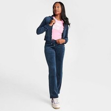 Juicy Couture OG Big Bling Velour Zip-Up Hoodie Regal Blue Large NWT 119 100 