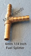 Brass Petrol Fuel T Tee Piece Splitter 6mm 1/4 Inch E5 E10 Resistant TZR250 3MA