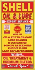 SHELL LUBE OIL CHANGE GAS SERVICE STATION OLD VINTAGE SIGN REMAKE BANNER SIGN