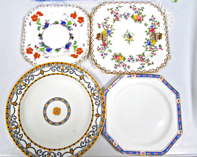 Vintage Mismatched English set of 4  side plates dessert plate floral Paragon