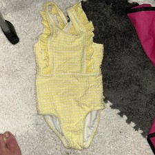 Yellow white polkadots ruffled one piece 2 T girls swimsuit Cat Jack