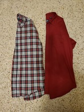 Ralph Lauren Polo Chaps Lot Of 2 Dress Christmas Button Down Shirts 14 16 plaid 