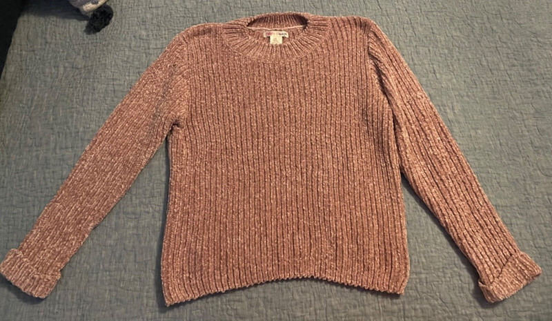 Ragdolls and Rockets Pink soft chenille ribbed sweater girls XL 14/16