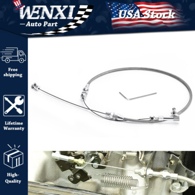 Universal Throttle Cable Braided Stainless Steel 24'' fits Mopar Ford GM