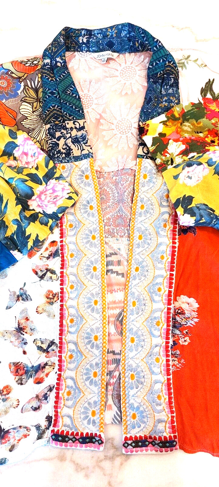 John Mark Patchwork Floral Open Front Kimono Jack… - image 3