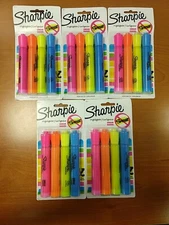 5 Pks of 4: Sharpie Highlighter Yellow/Pink/Orange/Blue 20 Count Total 1E