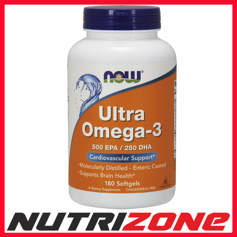 Now Foods Ultra Omega-3 EPA DHA Fatty Acids Cardiovascular Health - 180 softgels