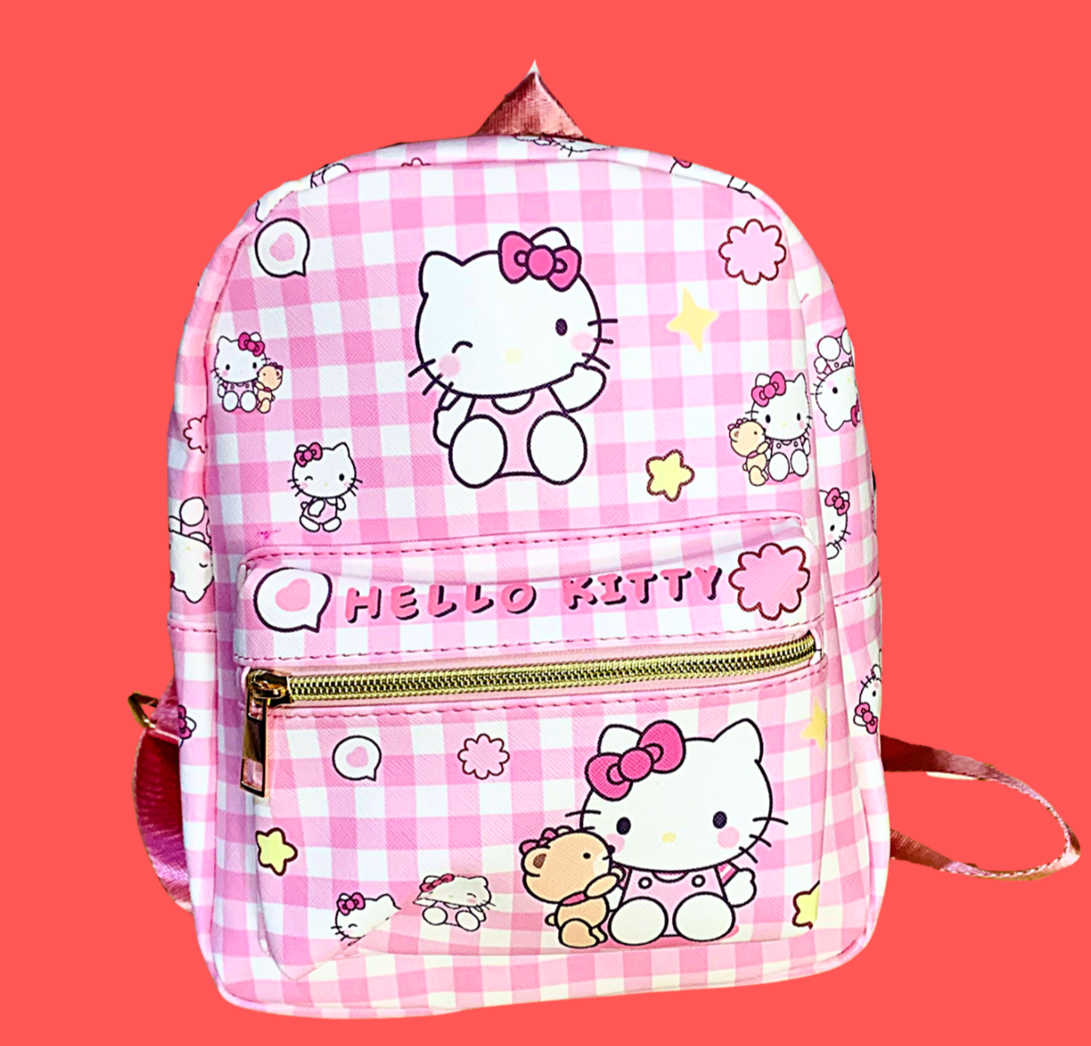 Sanrio Hello Kitty 50th Anniversary Tartan Mini Backpack Hello Kitty Sanrio Pink Blue Palaka Plaid | Mercari main image 3