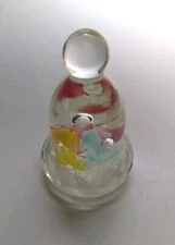 Joe St Clair paperweight Floral Bell Red Yellow Blue signed 4" flower petals