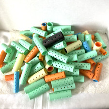Vintage Plastic Hair Rollers Curlers Lot of 100 Pink Aqua Blue Various Sizes