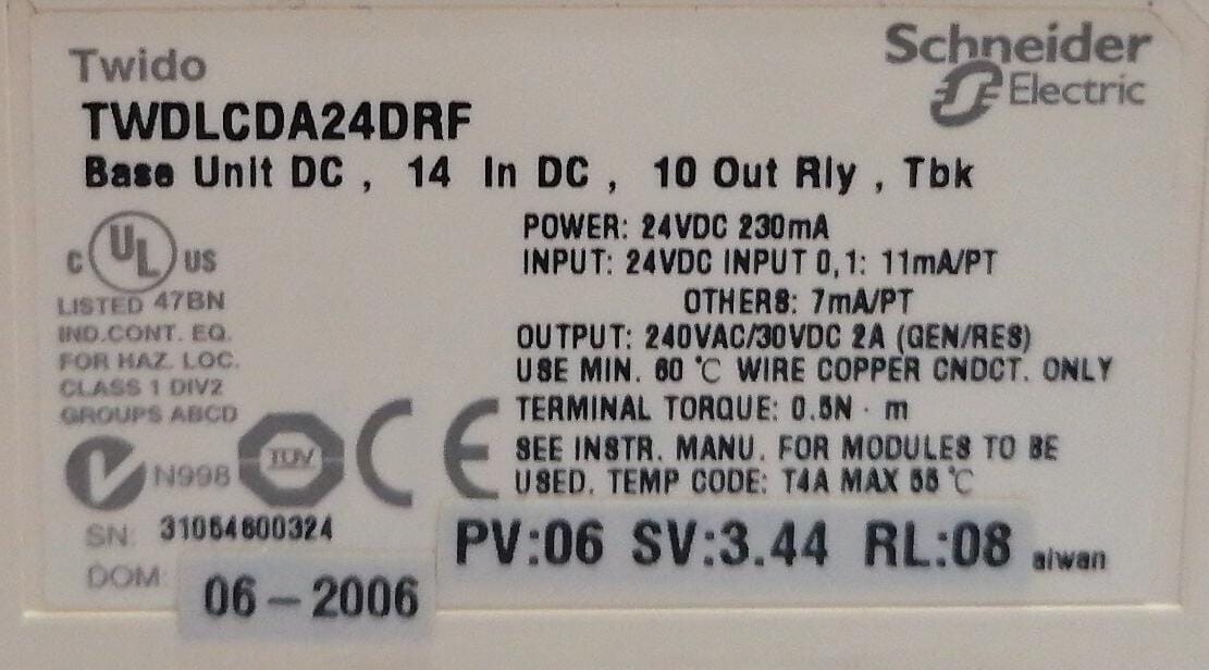 Schneider Electric Twido TWDLCDA24DRF Complete System Base Unit DC - New in Box